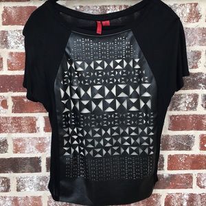 Black top with leather design